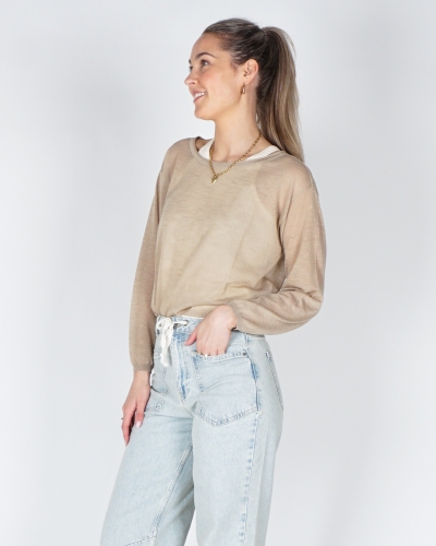 YAYA TWINSET TRUI MET SINGLET BEIGE