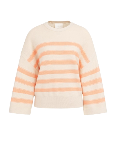 GEBREIDE SWEATER MET STREPEN ECRU/PEACH