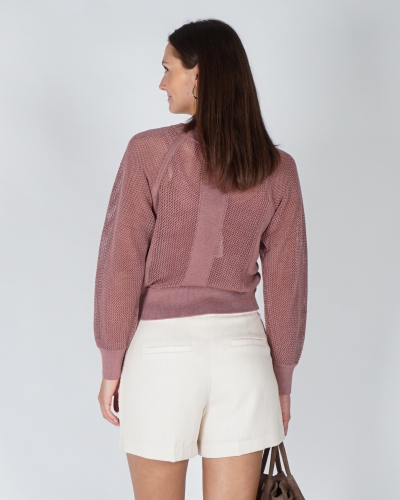 TRUI MET MESHSTRUCTUUR EN RAGLANMOUWEN MAUVE