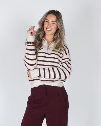 Gossip TRUI MET RITS ECRU/BORDEAUX