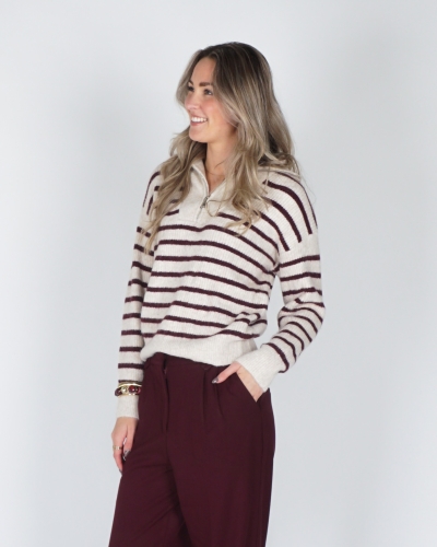 Gossip TRUI MET RITS ECRU/BORDEAUX