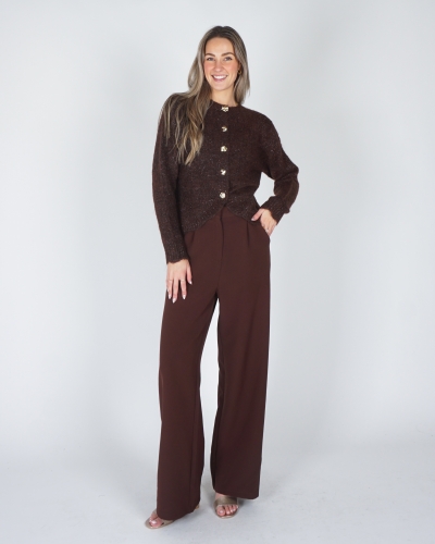 TRUI LUREX MET KNOPEN BRUIN