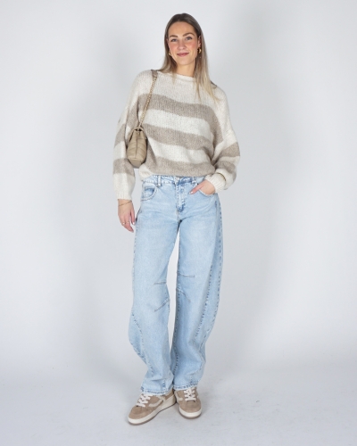 GESTREEPTE TRUI JODI ECRU/BEIGE