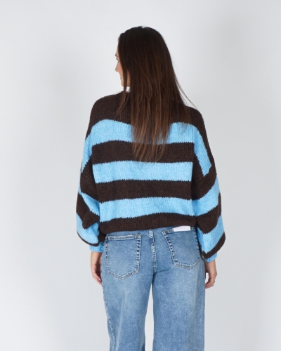GESTREEPTE TRUI JODI BRUIN/BLAUW