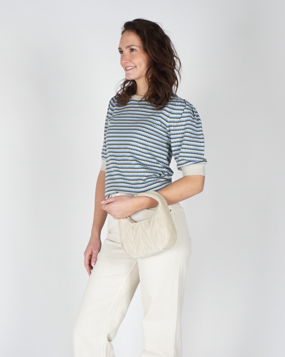 KORTEMOUWEN TOP LUREX GROEN BLAUW