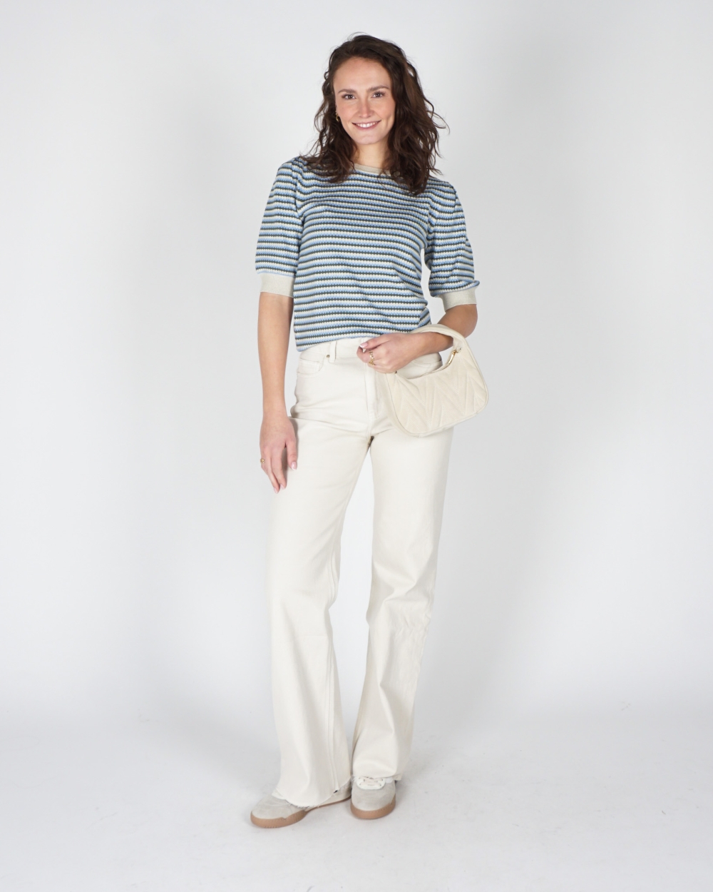 KORTEMOUWEN TOP LUREX GROEN BLAUW