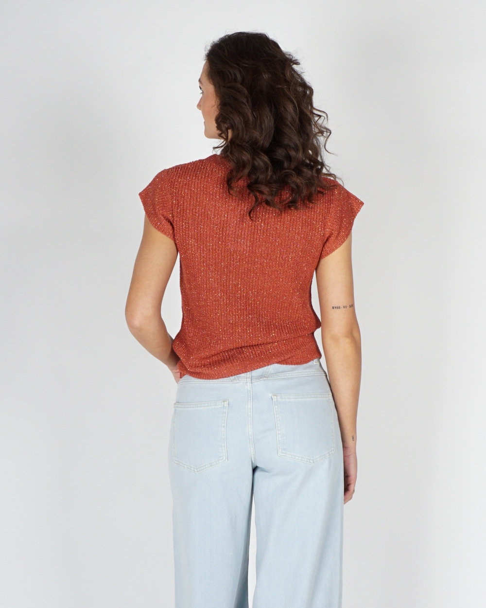 GEBREIDE SPENCER LUREX ROOD