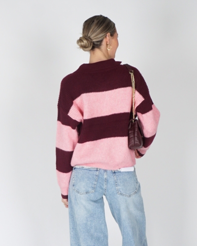 KNITTED POLO SANNE BORDEAUX/ROZE