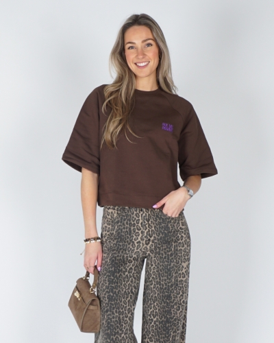 My Jewellery DONKERBRUINE SWEATER MET KORTE MOUWEN 
