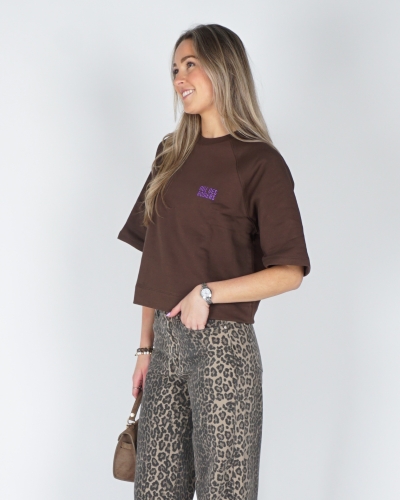 My Jewellery DONKERBRUINE SWEATER MET KORTE MOUWEN 