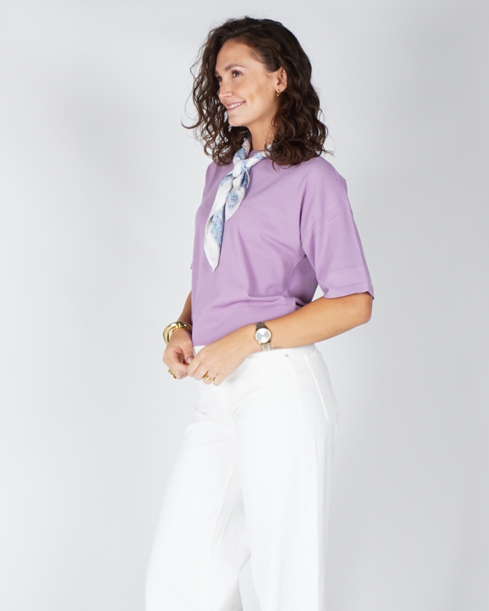 OVERSIZED T-SHIRT MET BOOTHALS LILA