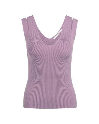 RIB TOP MET SCHOUDERDETAILS LILA