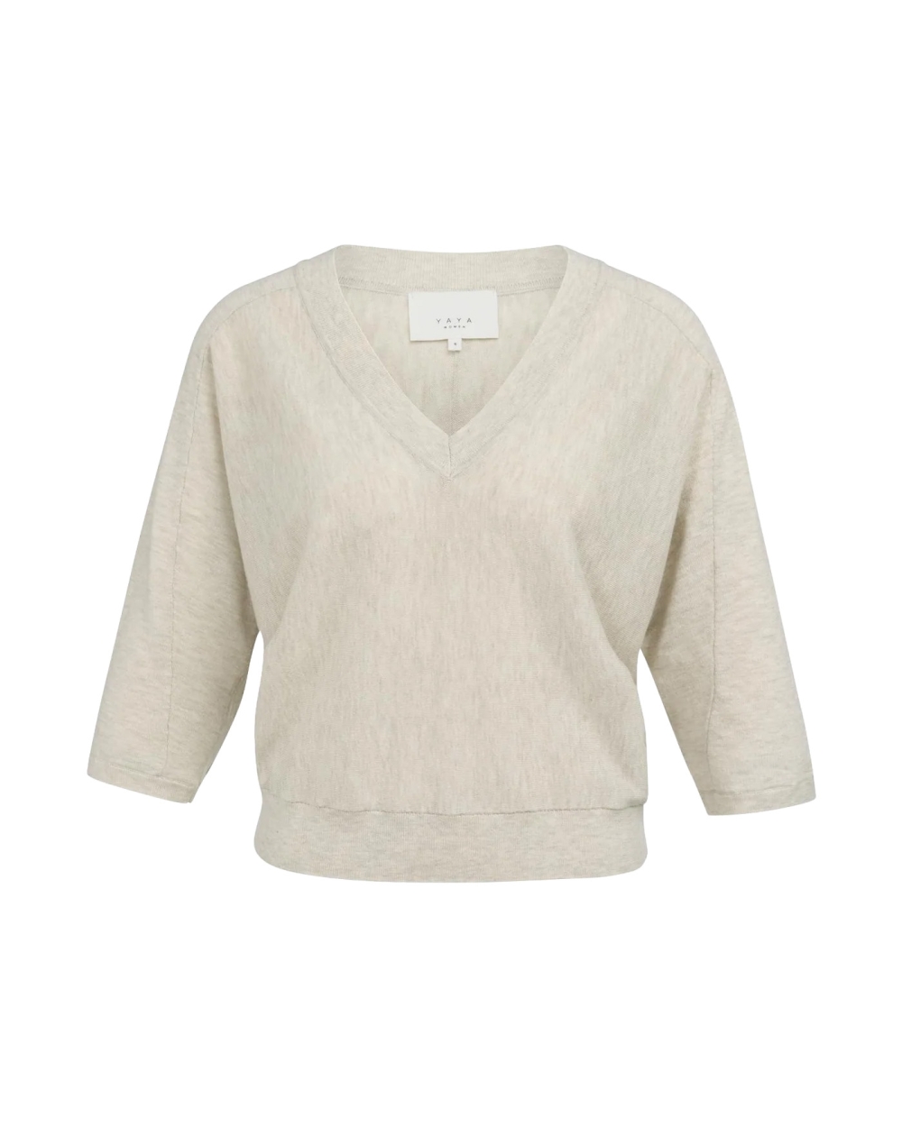 V-HALS TRUI MET ZICHTBARE NADEN BEIGE