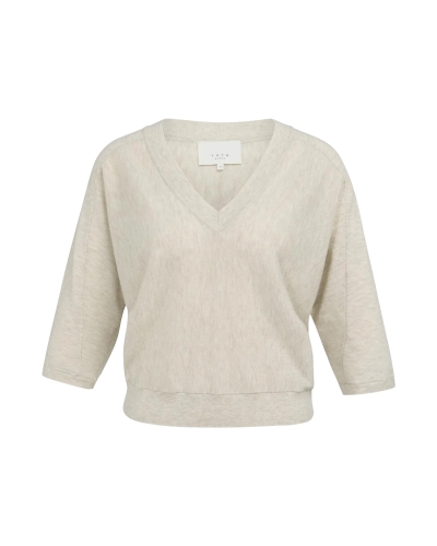 V-HALS TRUI MET ZICHTBARE NADEN BEIGE