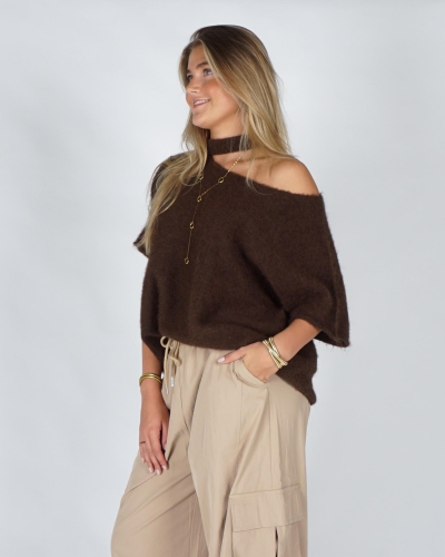 Gossip TRUI KORTE MOUW SCHOUDERDETAIL Bruin