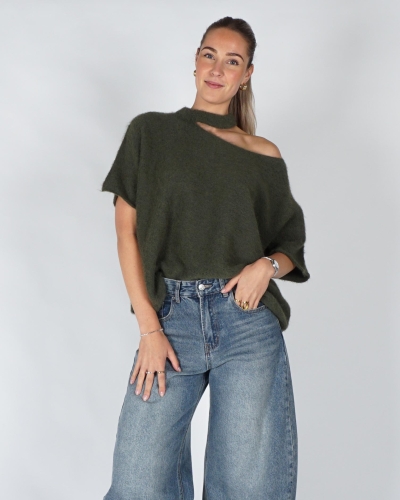 Gossip TRUI KORTE MOUW SCHOUDERDETAIL Khaki