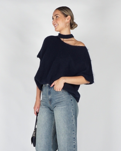Gossip TRUI KORTE MOUW SCHOUDERDETAIL Donkerblauw