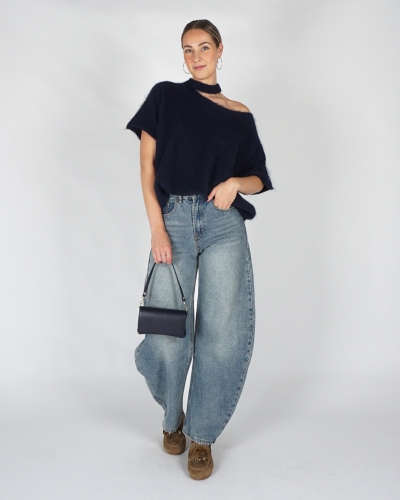 Gossip TRUI KORTE MOUW SCHOUDERDETAIL Donkerblauw
