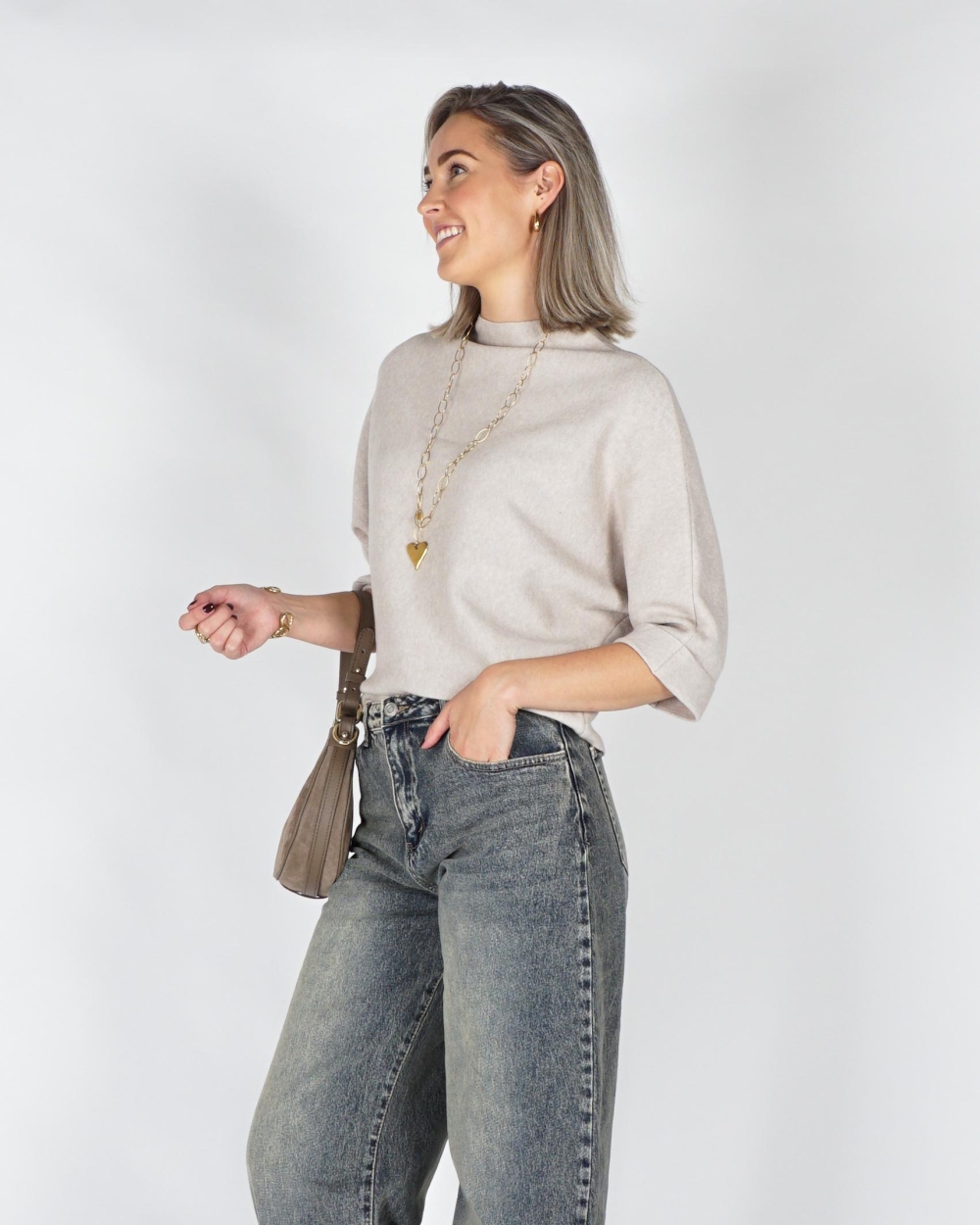 Gossip TRUI KORTE MOUW MET OMSLAG Beige