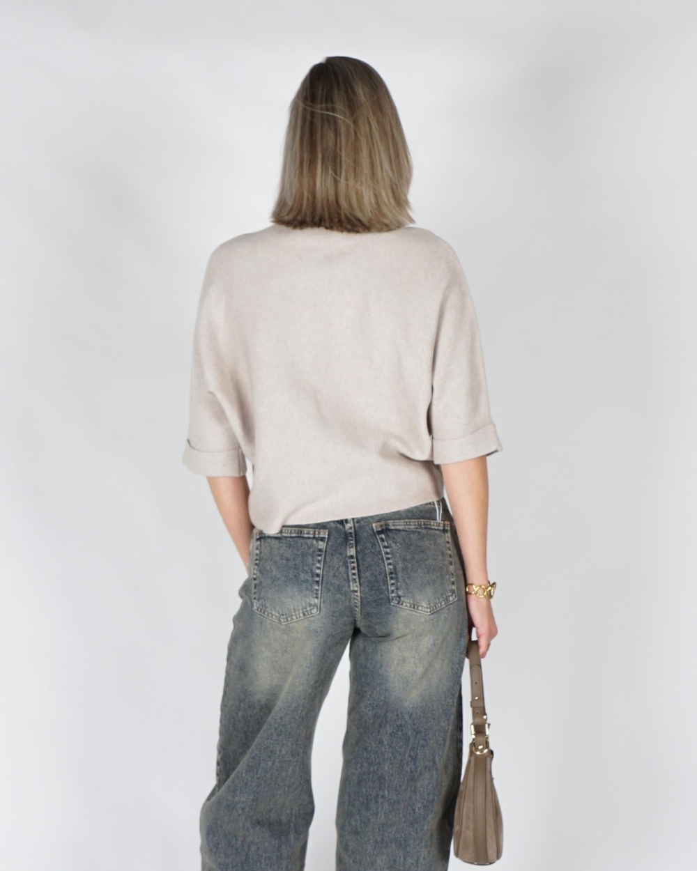 Gossip TRUI KORTE MOUW MET OMSLAG Beige