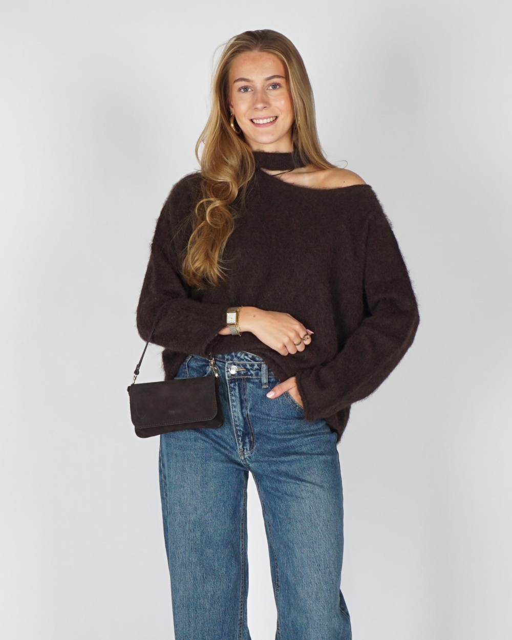 Gossip TRUI MET SCHOUDERDETAIL Donkerbruin