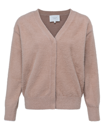 YAYA FLUFFY VEST MET DRUKKNOPEN TAUPE 