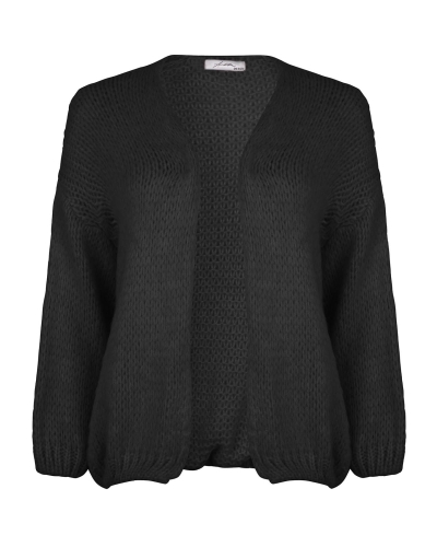 GROF GEBREID VEST ZWART 