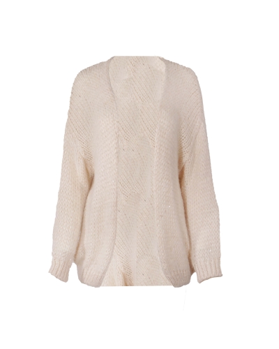 Ambika GROF GEBREID VEST GLITTER CREME