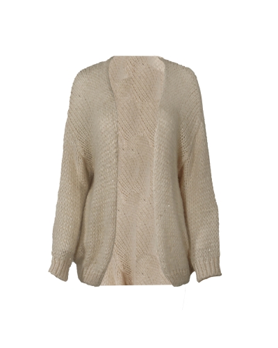 Ambika GROF GEBREID VEST GLITTER BEIGE