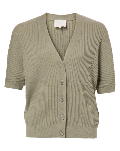 YAYA RIB VEST KORTE MOUW GROEN