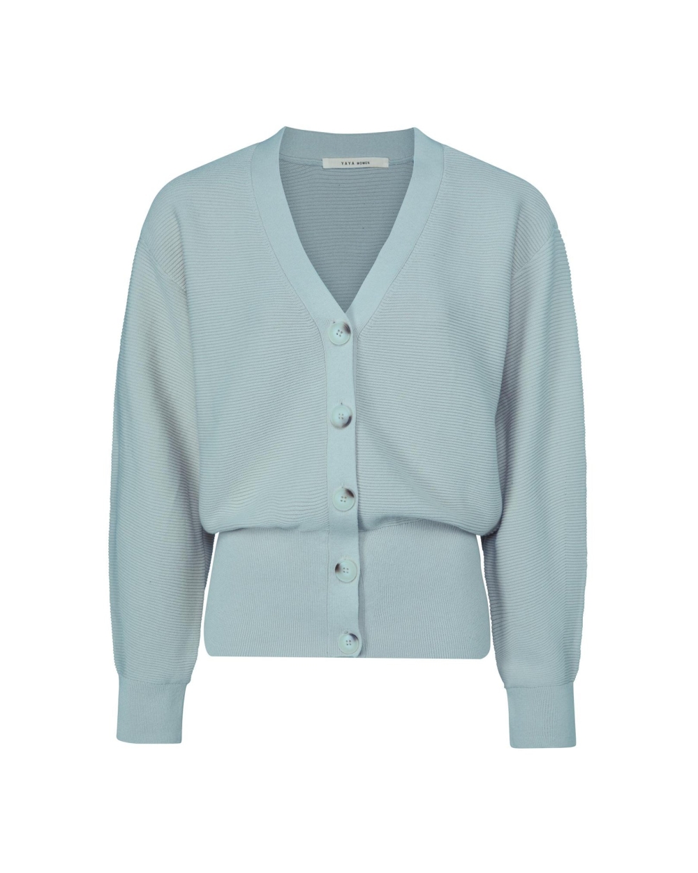 VEST MET KNOPEN EEN RIBSTRUCTUUR BLAUW 