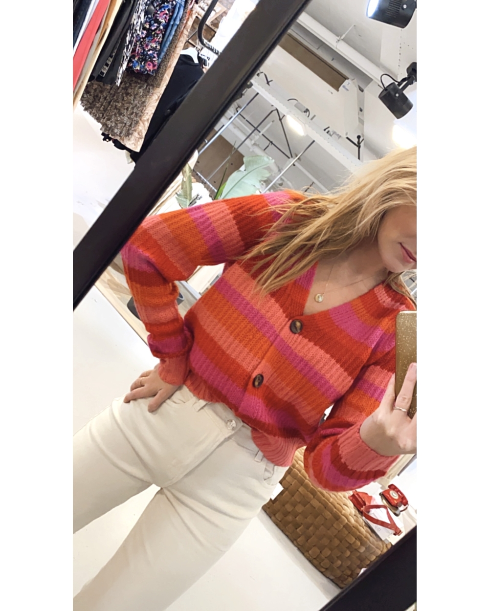 ROZE GESTREEPT VEST