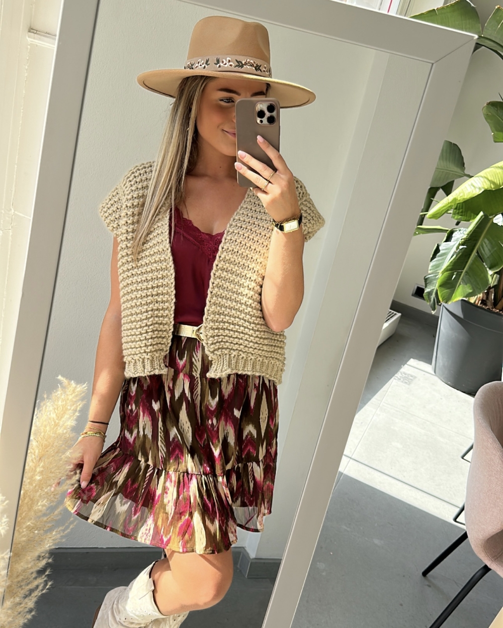 GILET CHERISE BEIGE