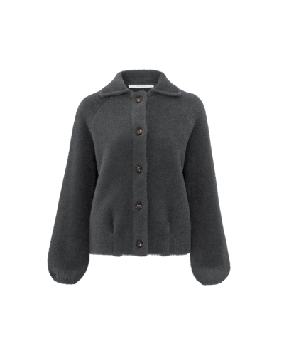 YAYA FLUFFY VEST DONKERGRIJS