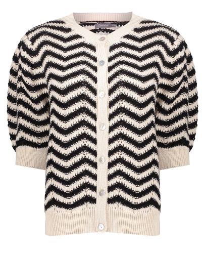 GEBREID VEST MET ZIGZAG PRINT ECRU