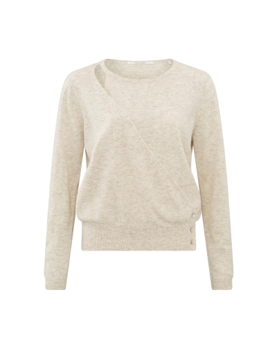ASYMMETRISCH VEST MET KNOOPJES BEIGE