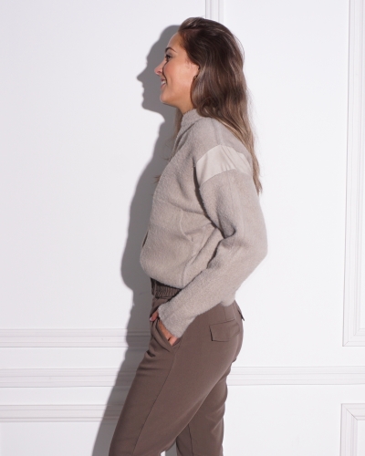 KNITTED BOMBER JACKET BEIGE