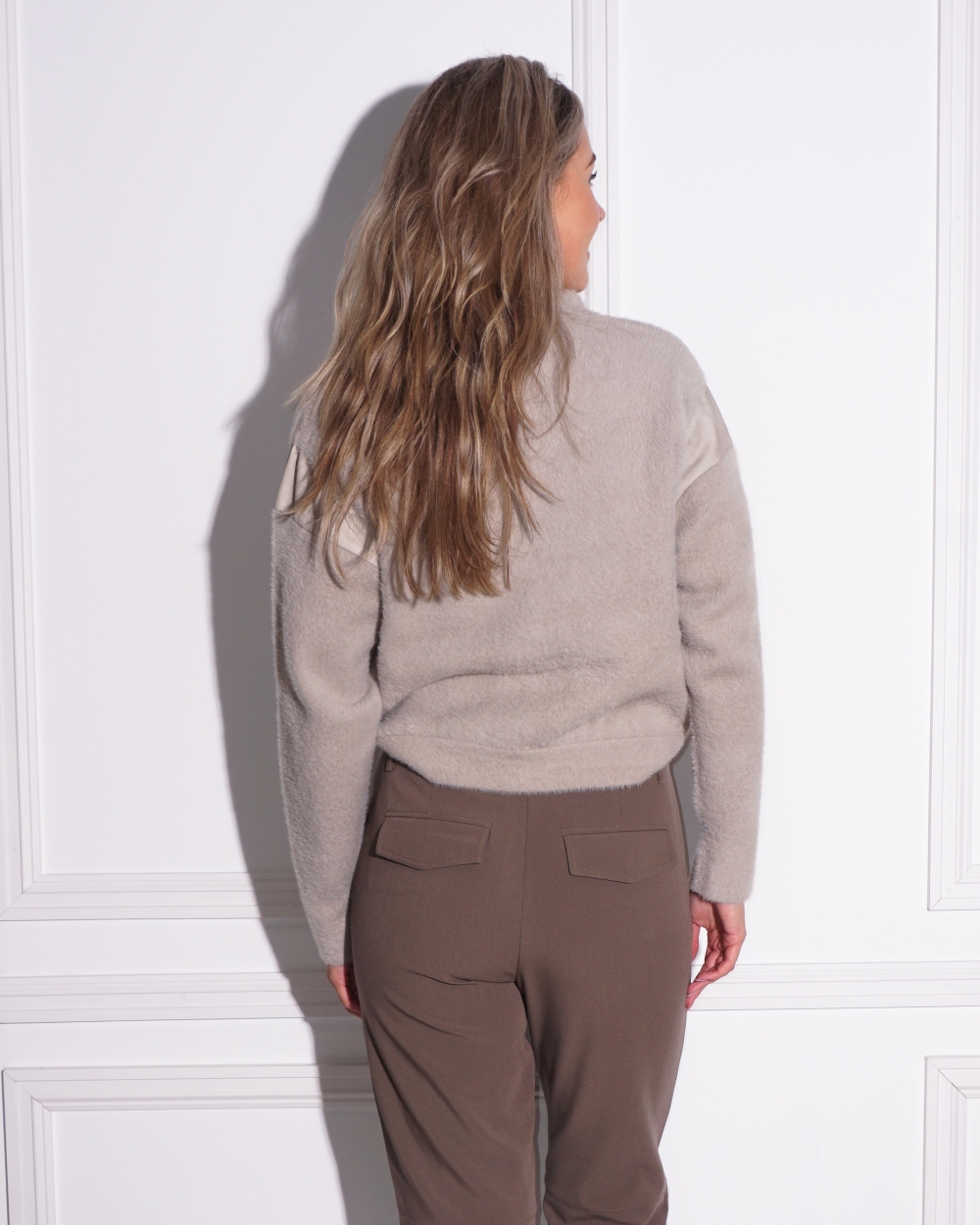 KNITTED BOMBER JACKET BEIGE