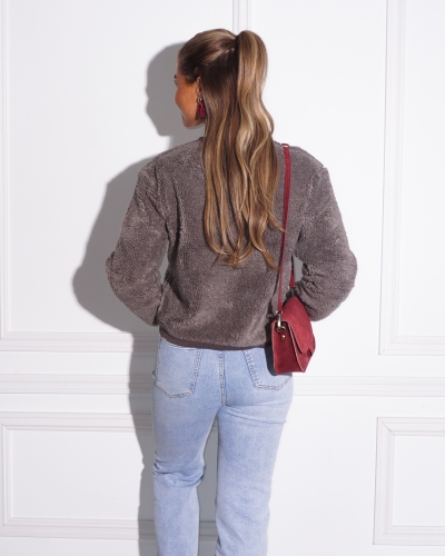 FLUFFY VEST LIMO TAUPE
