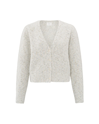 BOUCLE VEST MET V-HALS ECRU MELANGE