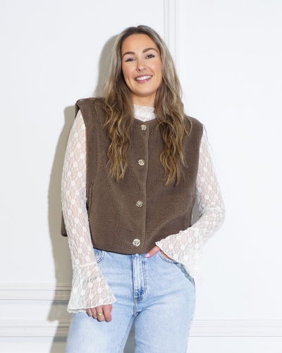 Neo Noir VEST MARIKO TEDDY TAUPE