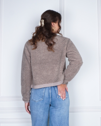 FLUFFY VEST LIMO DARK SAND