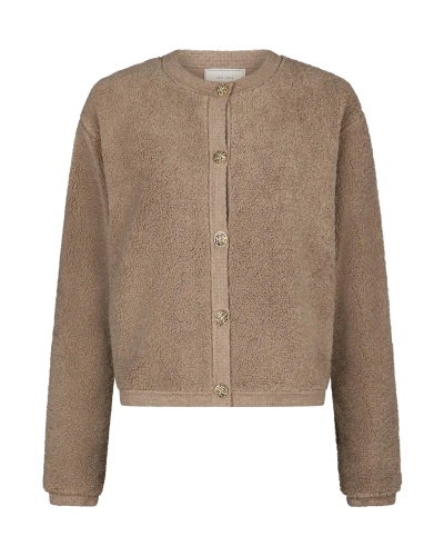 FLUFFY VEST LIMO DARK SAND