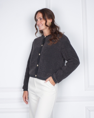 Neo Noir FLUFFY VEST LIMO ANTRACIET