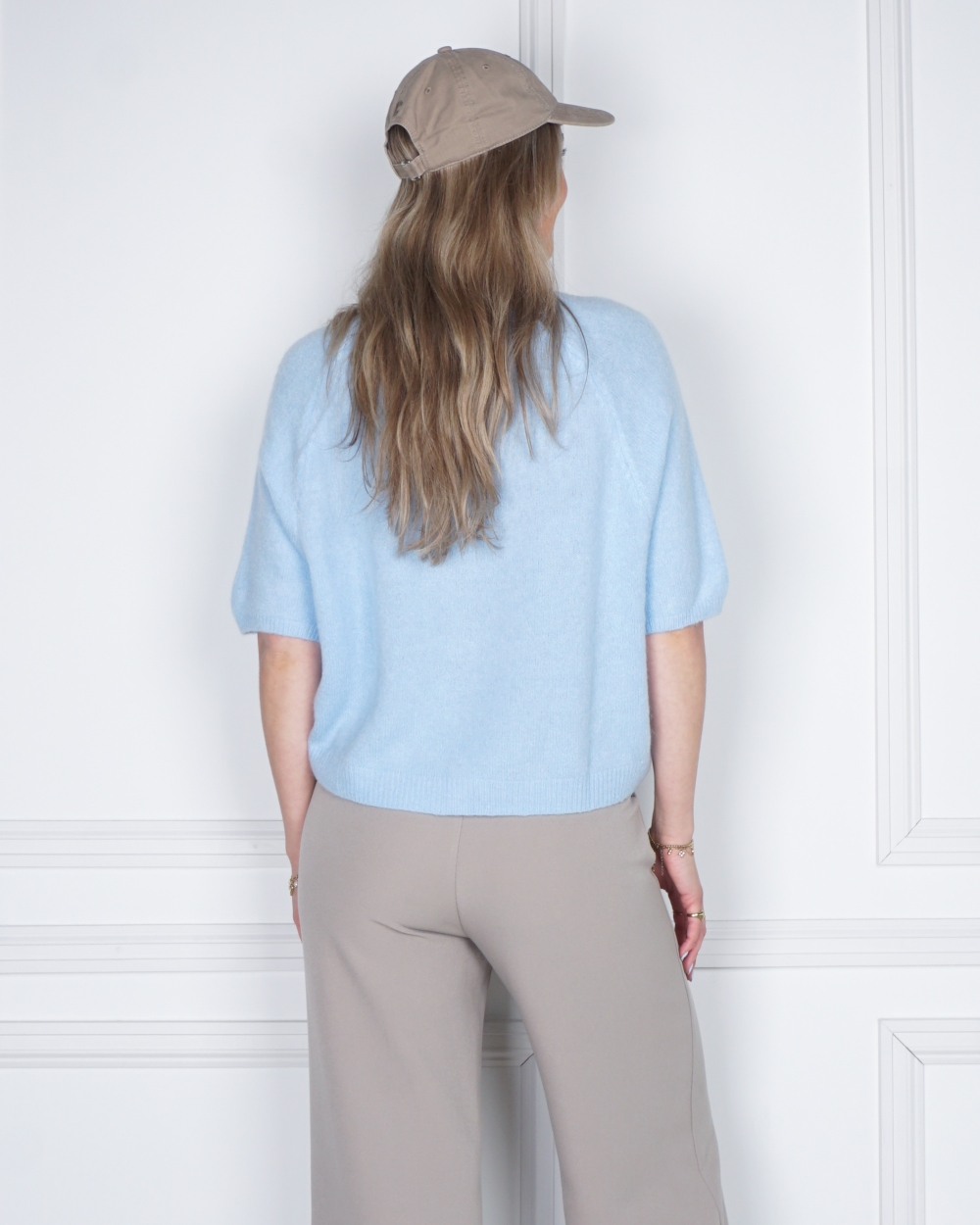 BASIC VEST KORTE MOUW LICHT BLAUW