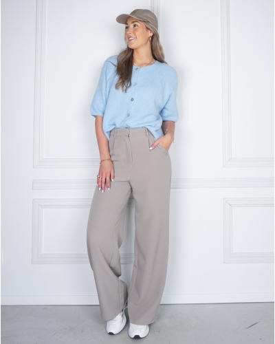 BASIC VEST KORTE MOUW LICHT BLAUW