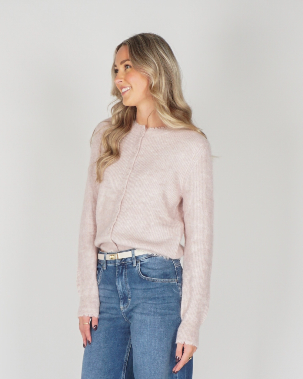 VEST MET VERFIJNDE BIES ROZE