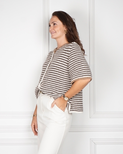 Gossip GESTREEPT VEST LISA BRUIN ECRU