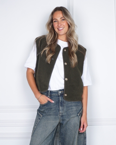 Neo Noir GILET MARIKO TEDDY GROEN