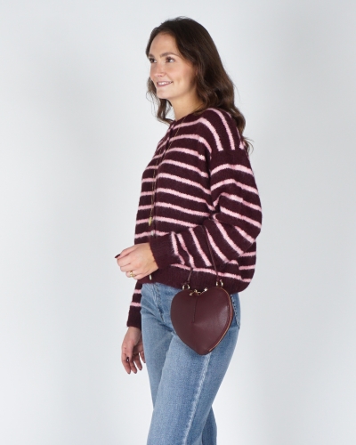 VEST MIA GESTREEPT BORDEAUX/ROZE